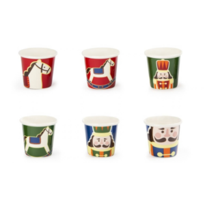 Set 6 bicchierini da caffè, fantasia natalizia, porcellana