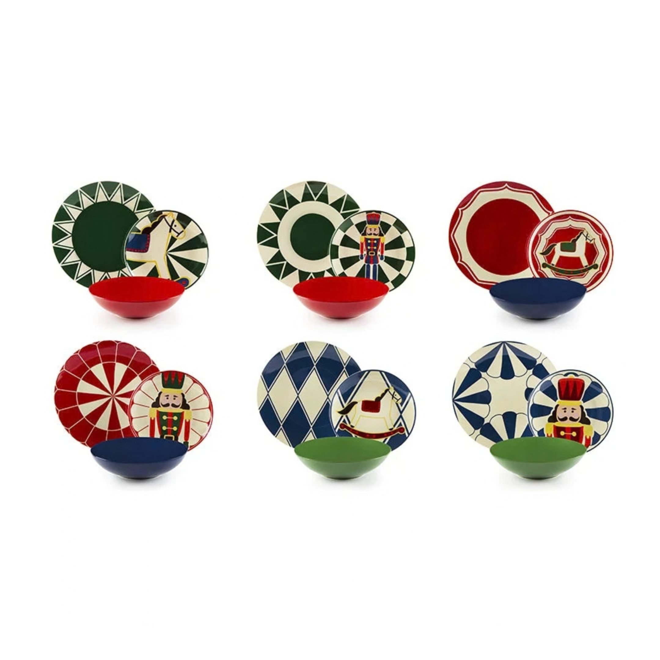 Servizio piatti porcellana decorata Vintage Christmas 18 pezzi