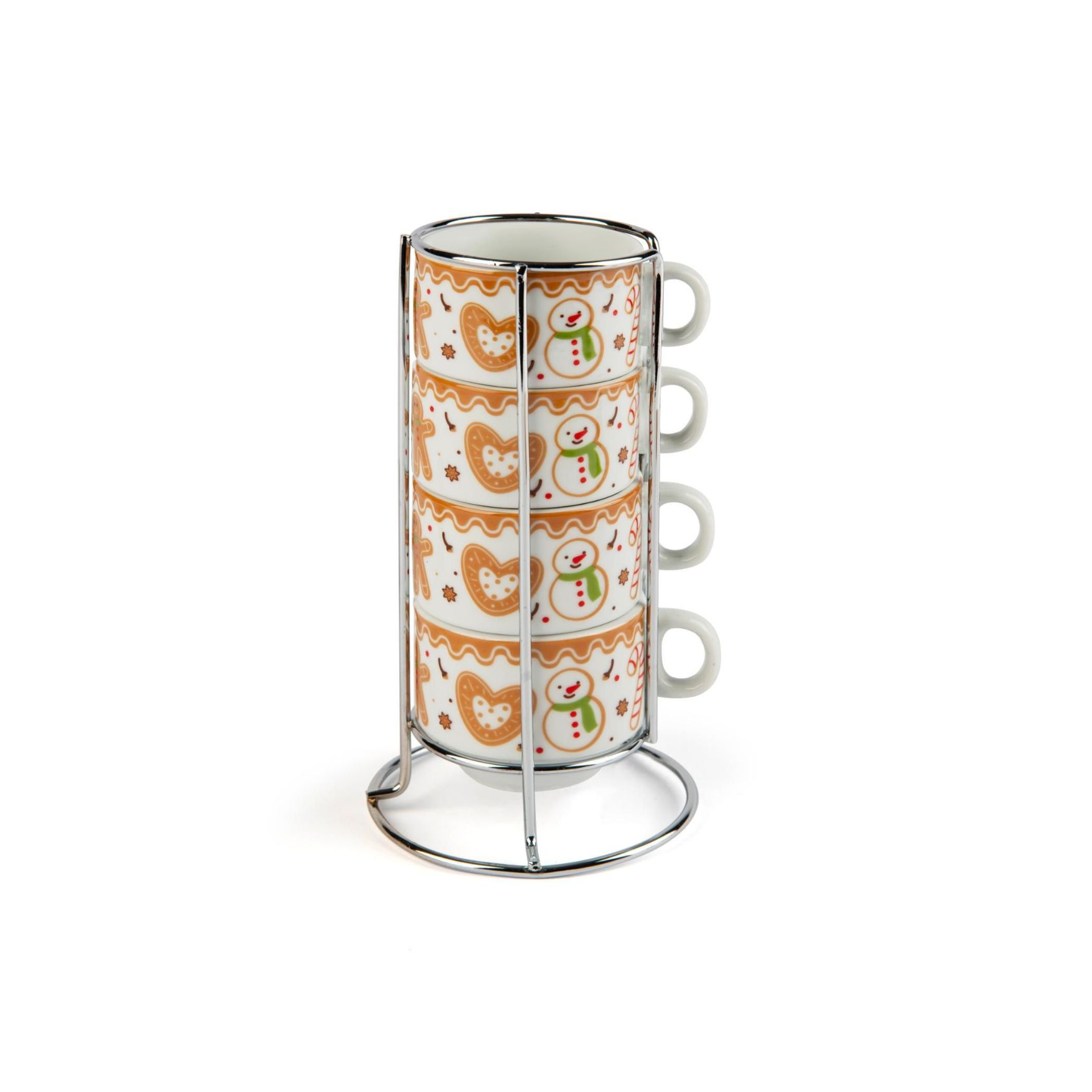 Tazzine caffè, 4 pezzi, con supporto, porcellana