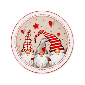 Excelsa Gnomo Piatti Panettone o Pizza, Set da 6, 30,5 cm, Porcellana, Decorazioni Natalizie
