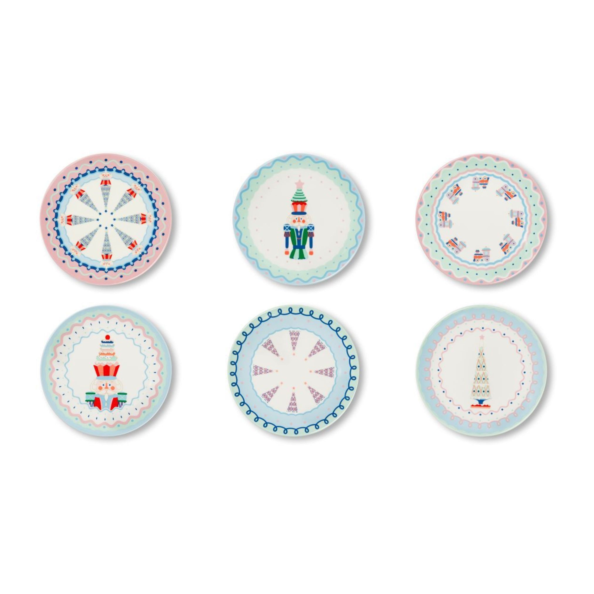 Piattini dessert, 6 pezzi, stile natalizio