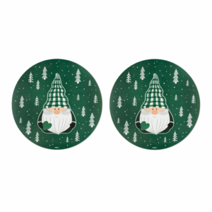 Tovagliette americane, tonde, 2 pezzi, gnomo, green winter