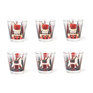 Vintage Christmas Set 6 Bicchieri Decorati con Schiaccianoci e Cavallo a Dondolo