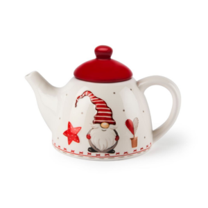 Teiera per infusi, gnomo, natalizia, ceramica