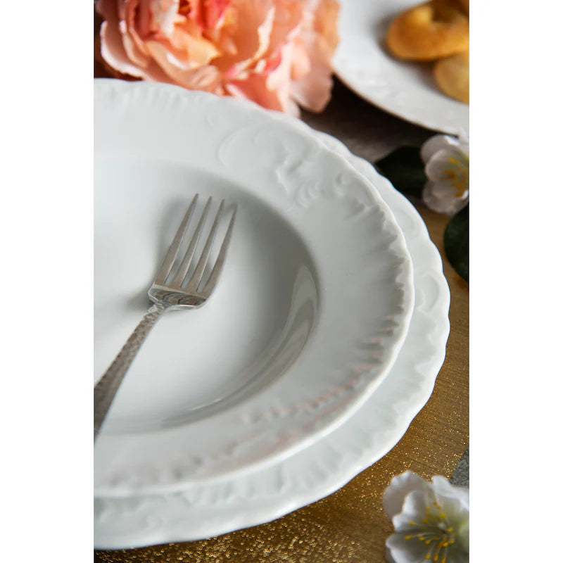Piatto Fondo ELISA ROCOCO' in Porcellana, 22.5 cm, Bianco - immagine 2