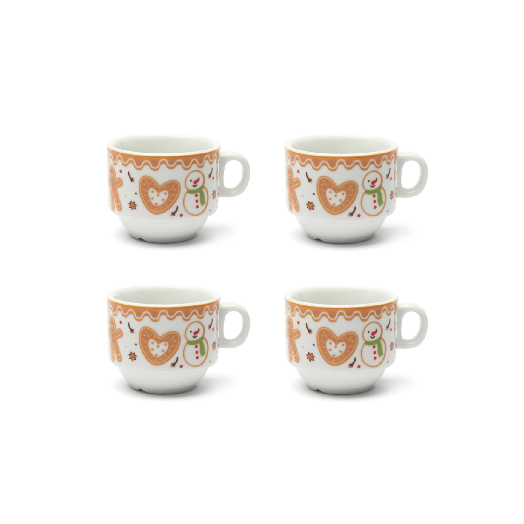 Tazzine caffè, 4 pezzi, con supporto, porcellana - immagine 2