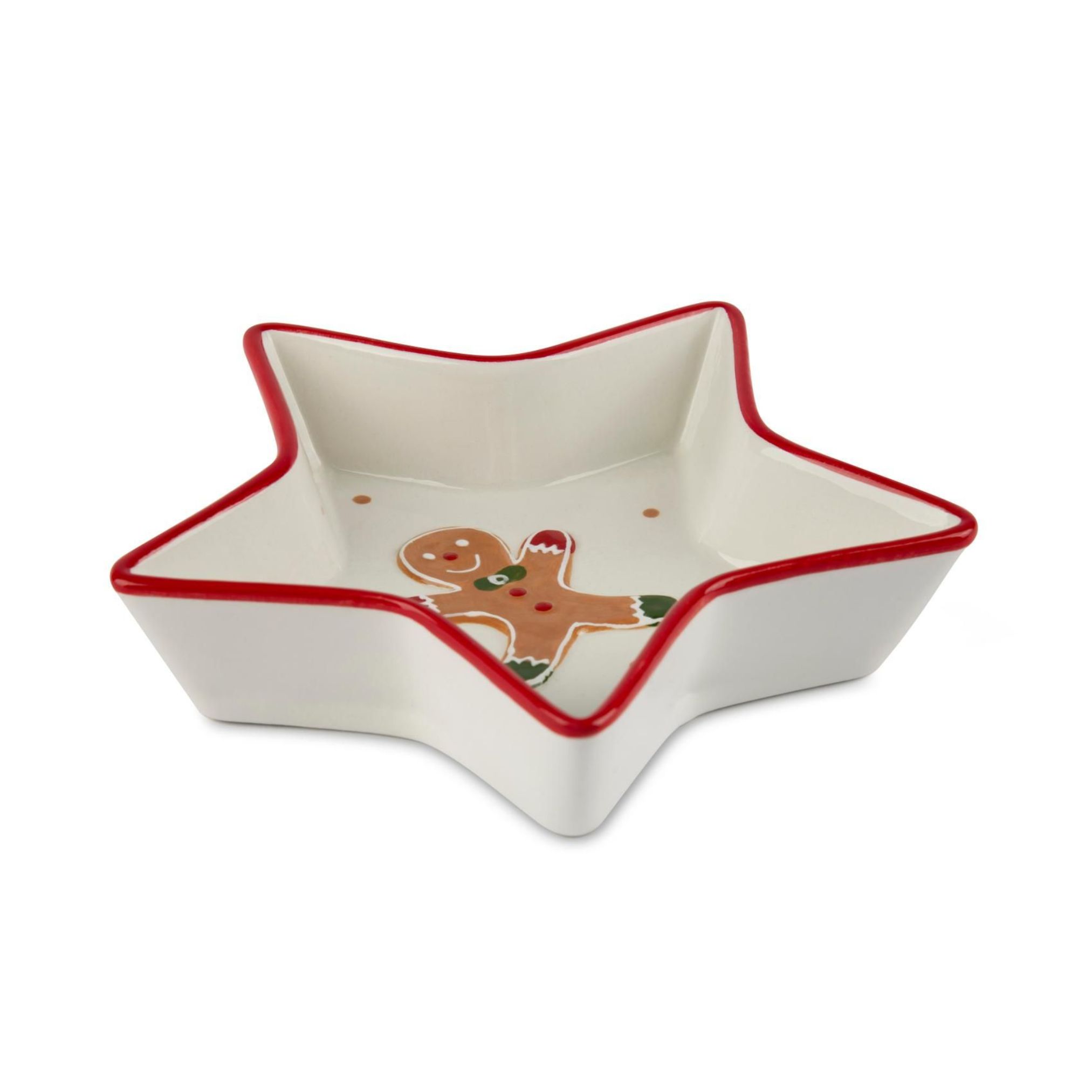 Piatto vassoio, fantasia natalizia, stella, ceramica - immagine 2