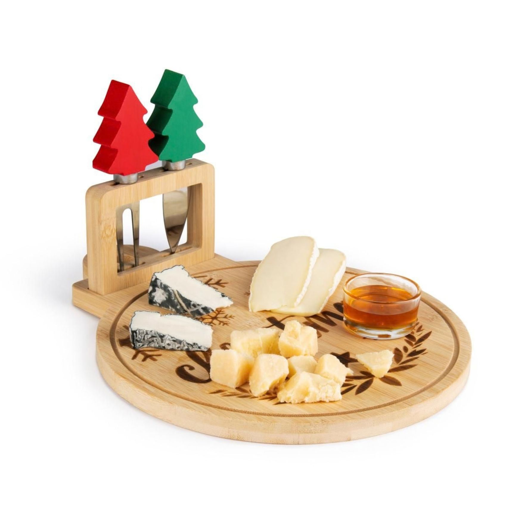 Tagliere a servire e coltelli formaggio, natalizio - immagine 2