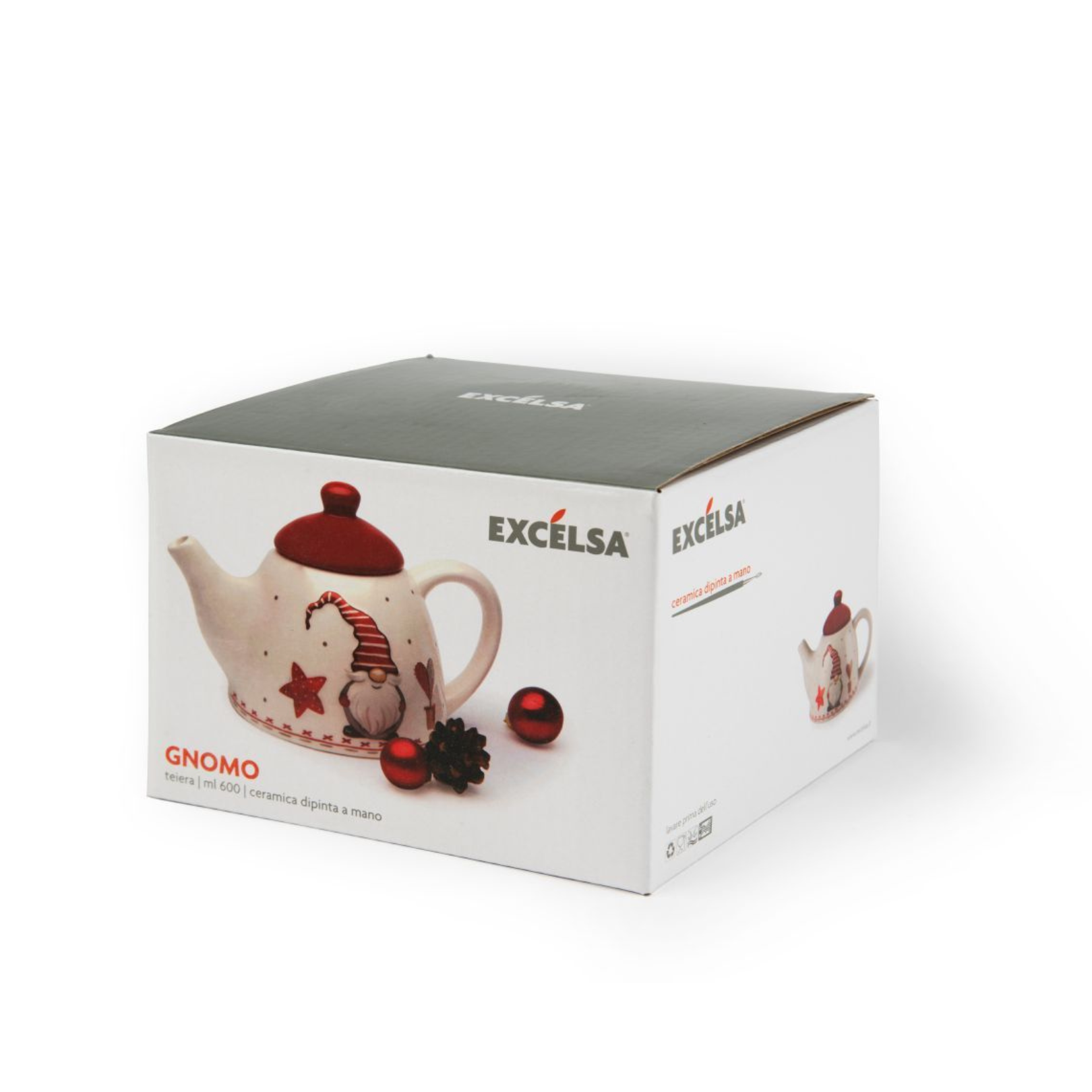 Teiera per infusi, gnomo, natalizia, ceramica - immagine 2