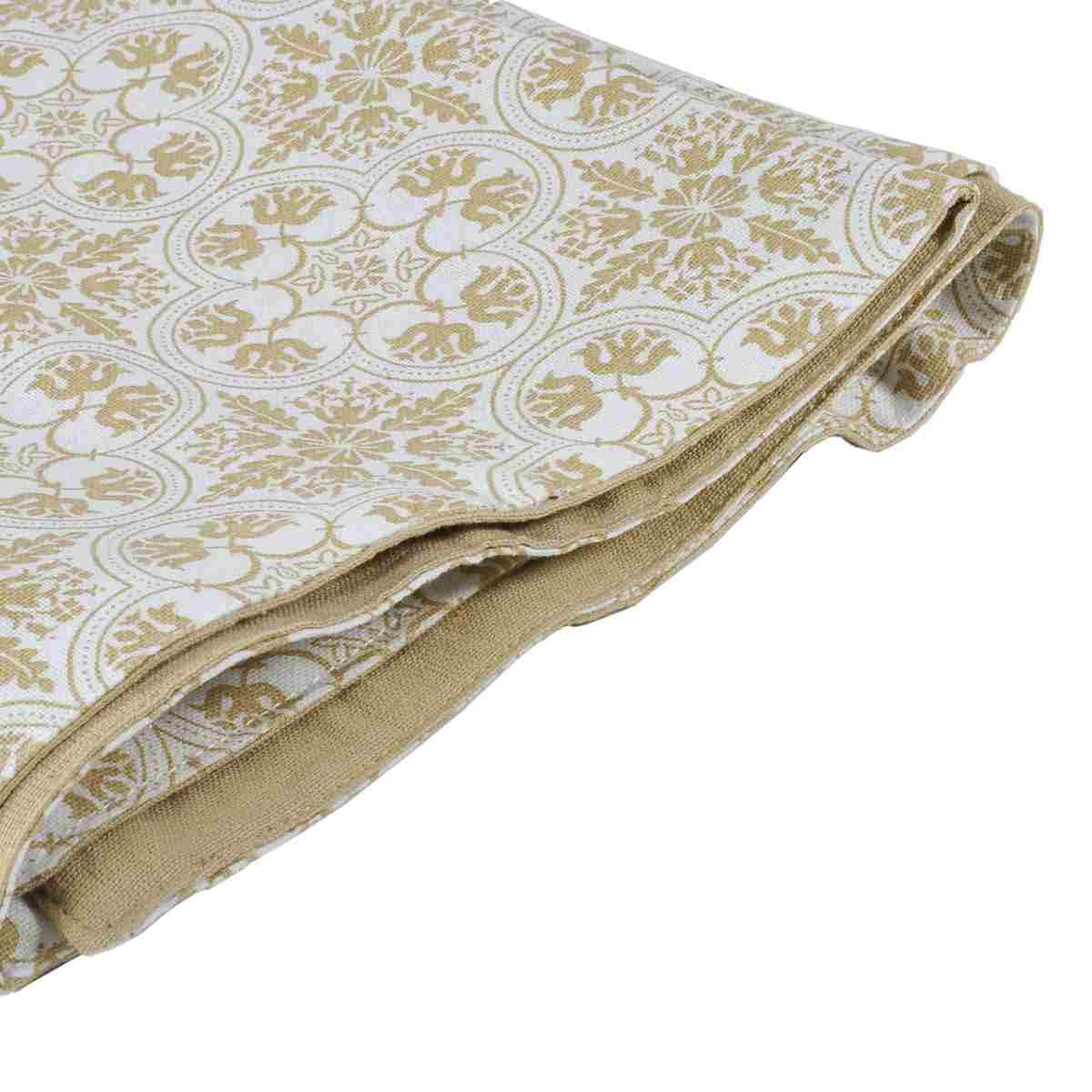 Runner NOTO, fantasia fiori beige, in cotone, cm 45x140 - immagine 2