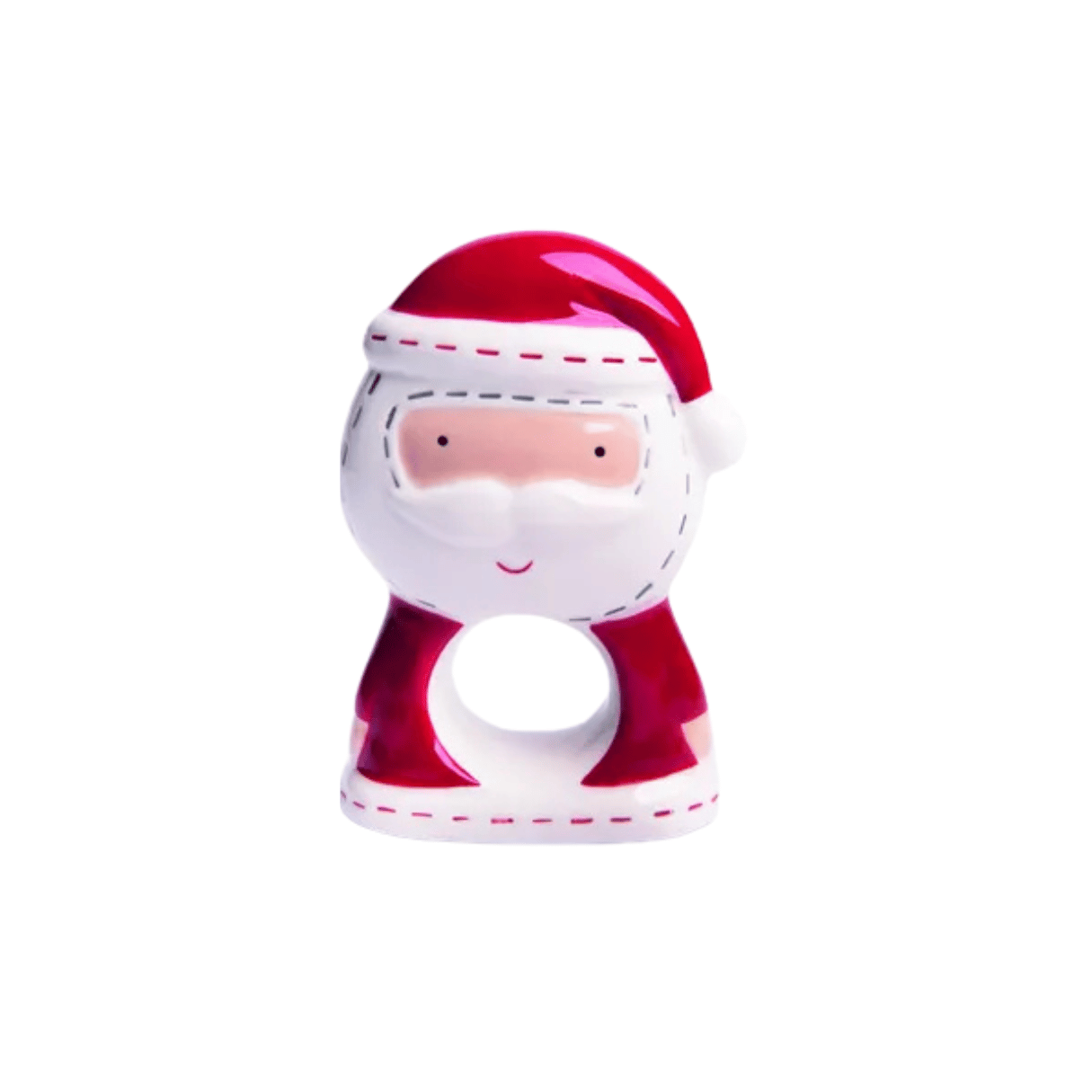 Excelsa set 6 portatovaglioli Santa Claus ceramica 9,5xH9x6,5 cm multicolore - immagine 3