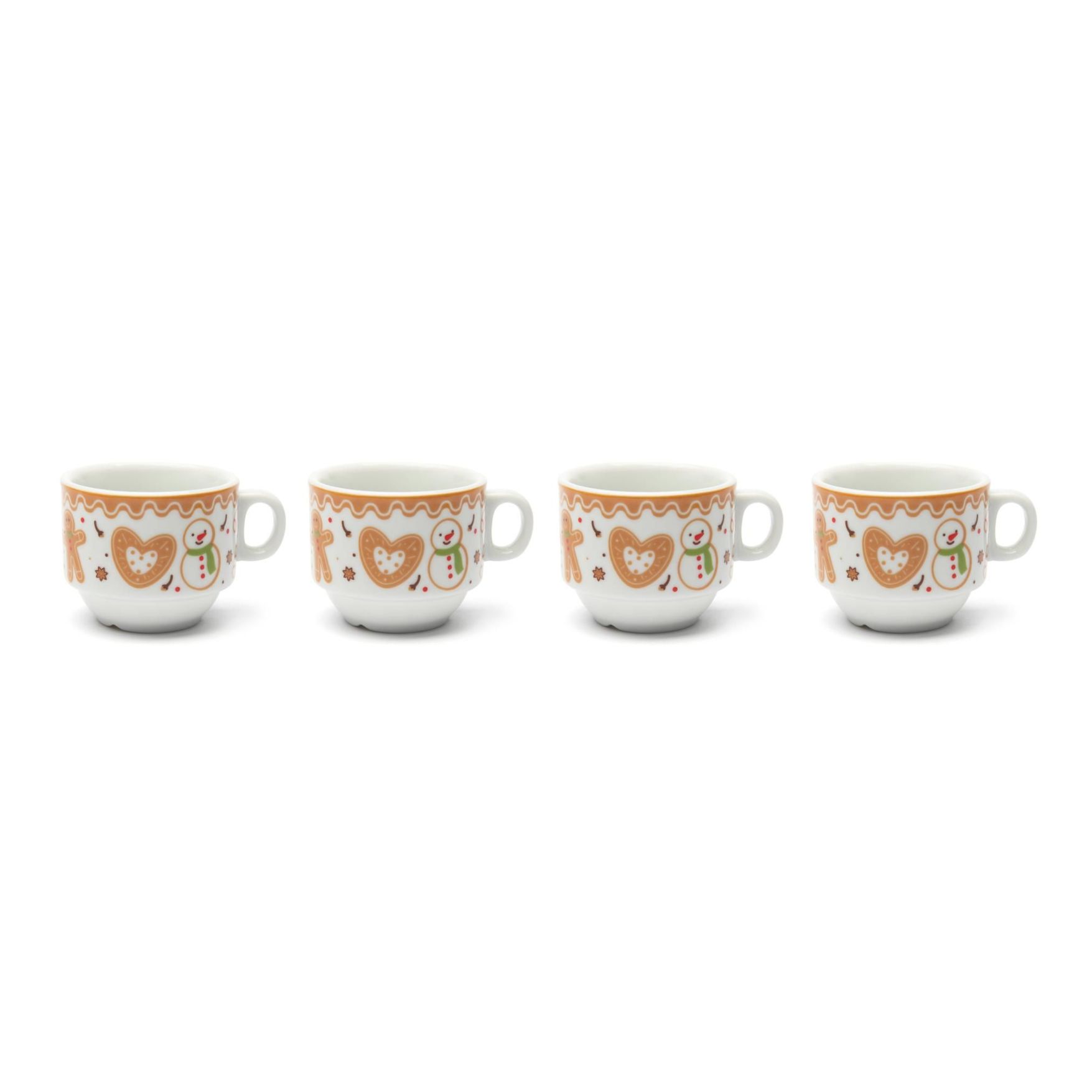 Tazzine caffè, 4 pezzi, con supporto, porcellana - immagine 3