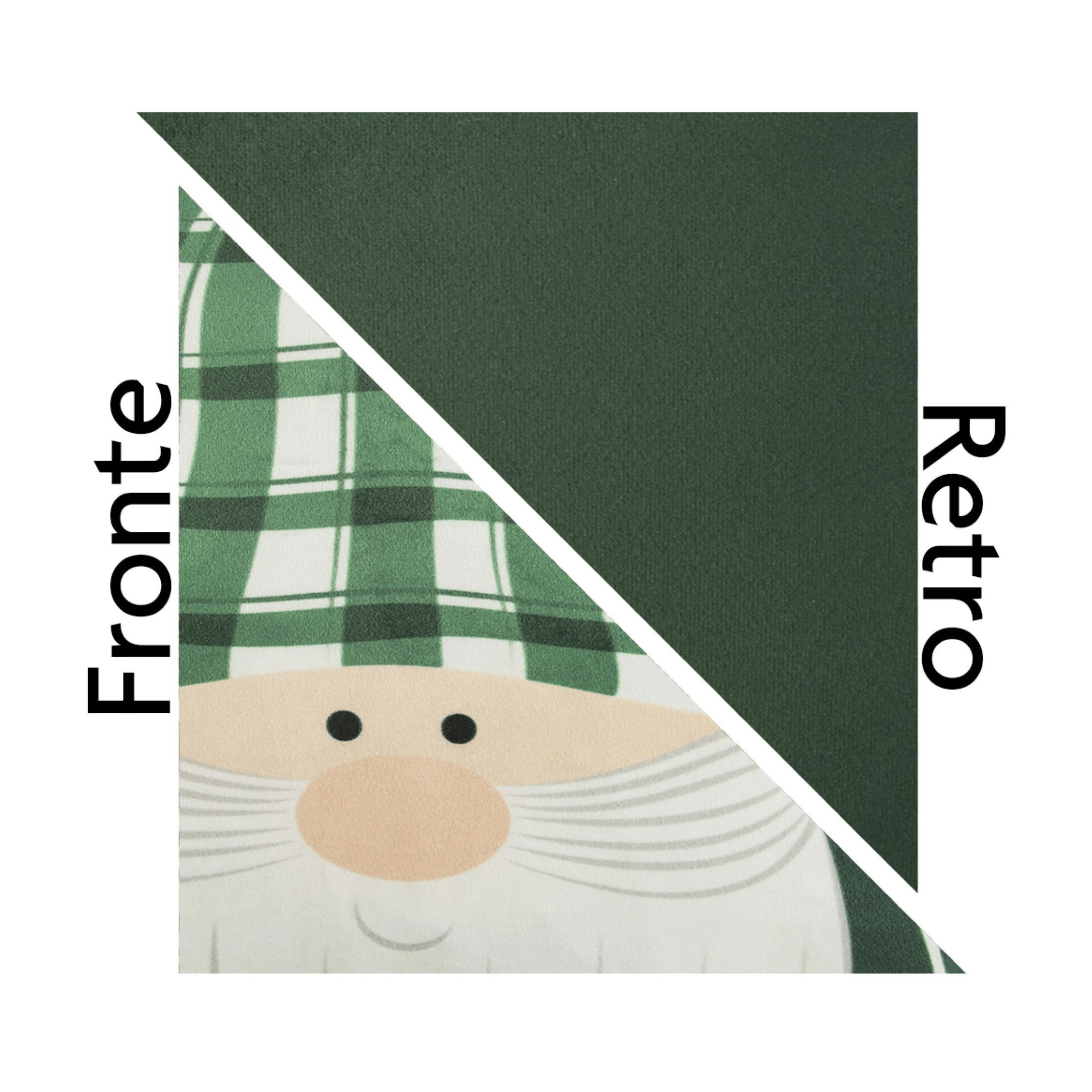Cuscino decorativo, gnomo verde, natalizio, 45x45 cm - immagine 4