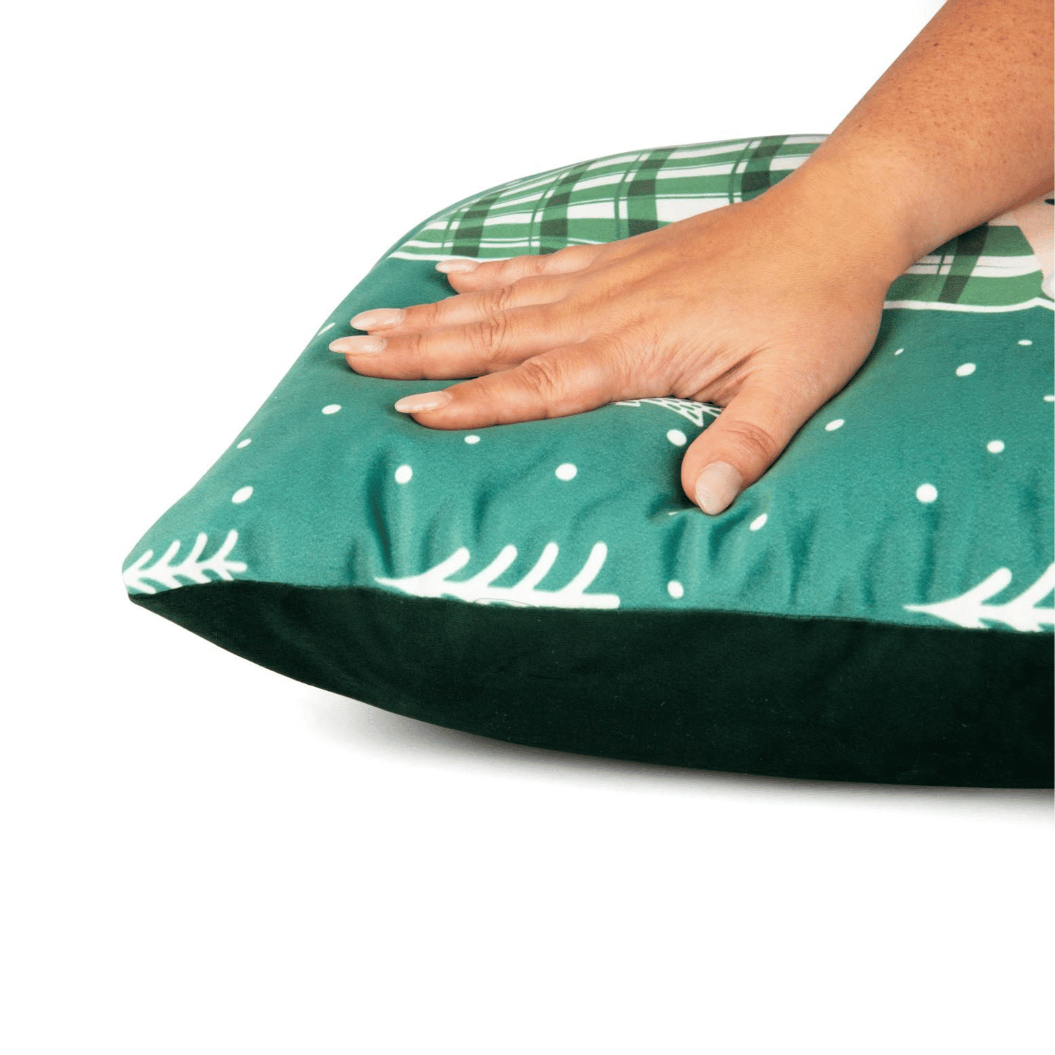 Cuscino decorativo, gnomo verde, natalizio, 45x45 cm - immagine 5