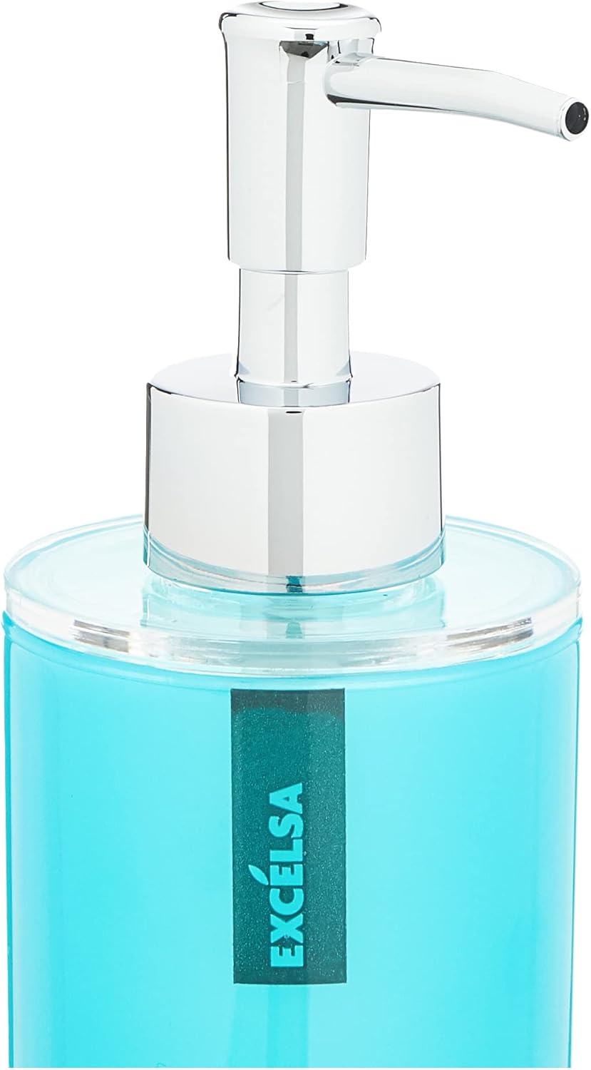 Dosatore per sapone liquido SPA, plastica resistente, azzurro, 300 ml - immagine 2
