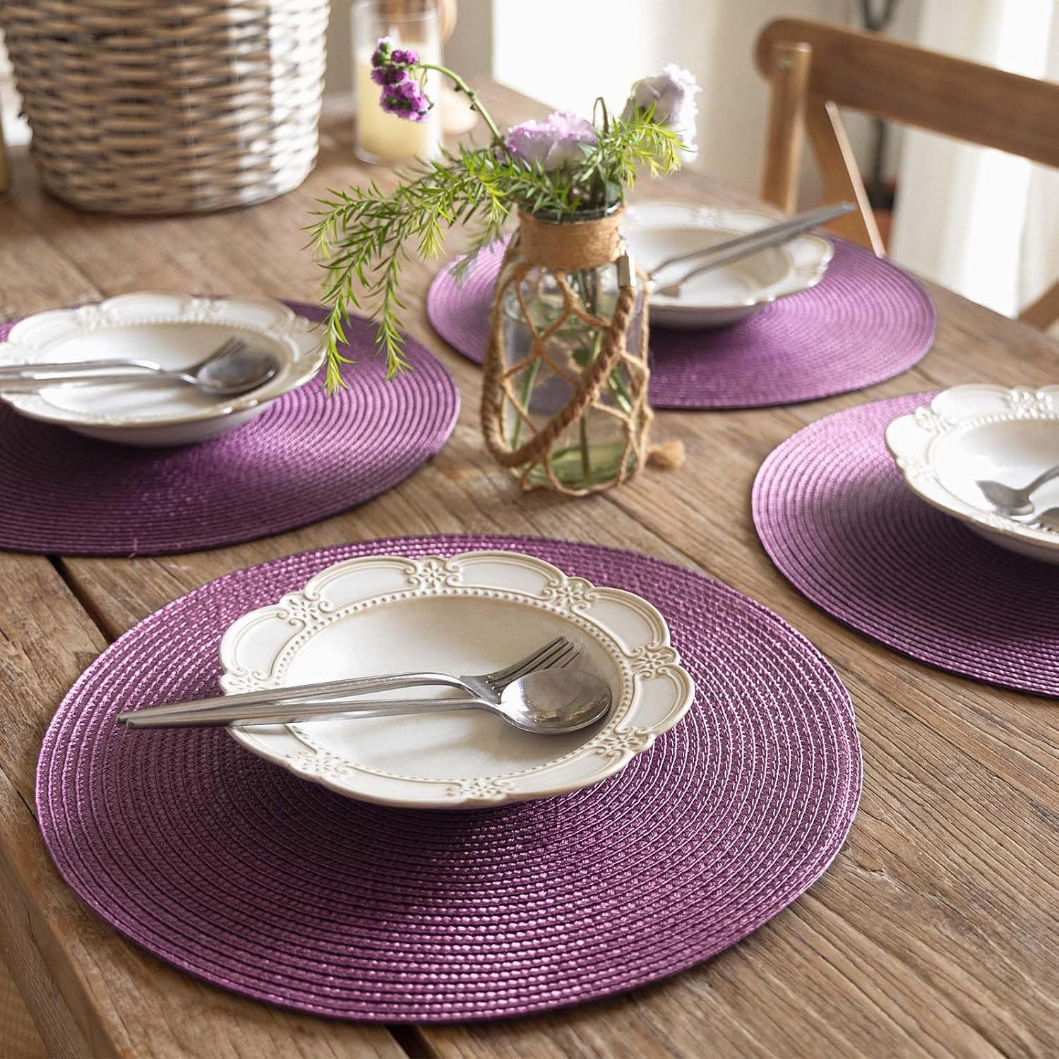 Tovaglietta viola, tonda, 36 cm, multicolore - immagine 2