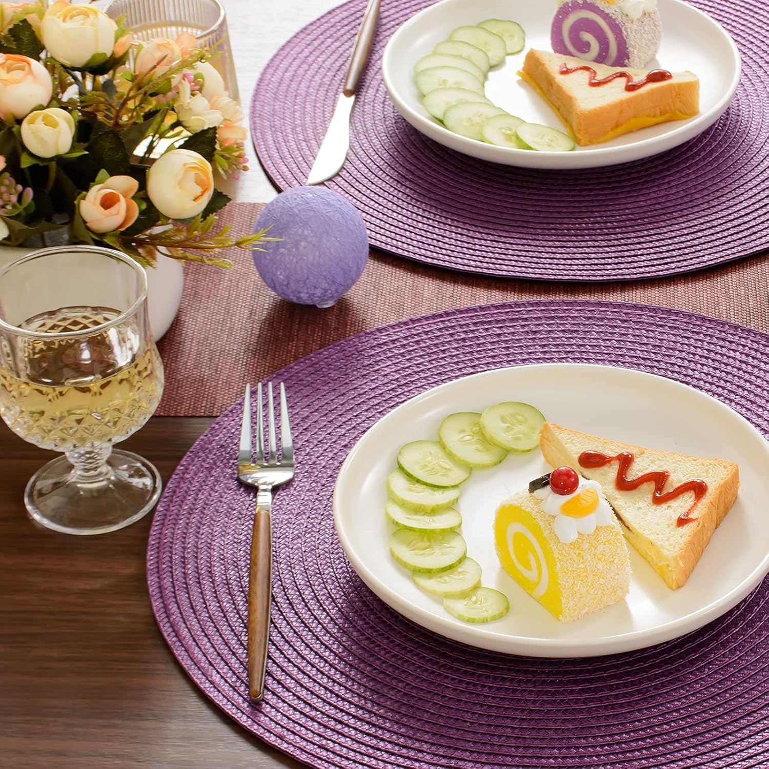 Tovaglietta viola, tonda, 36 cm, multicolore - immagine 4