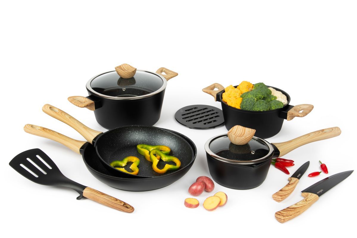 Batteria di pentole e accessori, 19 pezzi, antiaderente - immagine 2