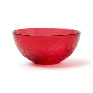 Arabesque Red Coppetta, Diametro: 15 cm, Vetro Decorato, Capacità 600 Ml.
