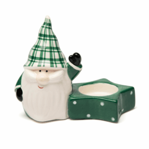 Porta t-light, gnomo, natalizio, ceramica