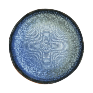 Piatto piano POSEIDONE, decorazione digitale blu con motivo a spirale