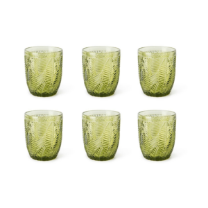 Bicchieri acqua LEAF, verde, vetro colorato in pasta, foglie, ml 300