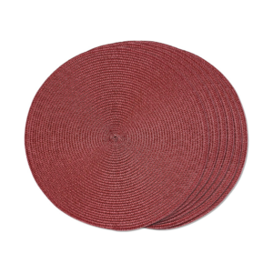 Set di 6 tovagliette rotonde bordeaux