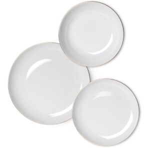 Servizio piatti Gold, bianco filo oro, porcellana, 18 pezzi