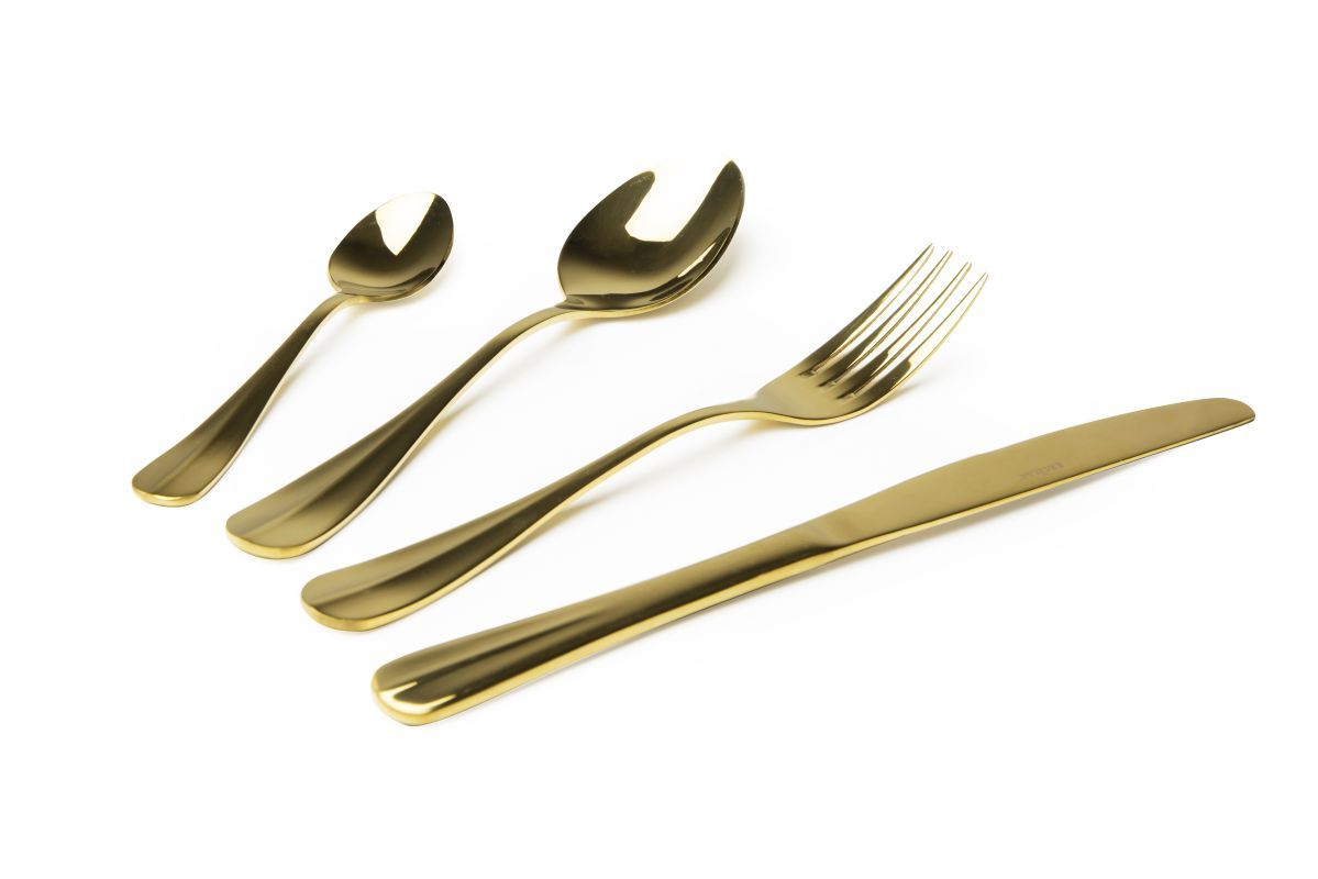 Set posate, 24 pezzi, acciaio inox, gold - immagine 2