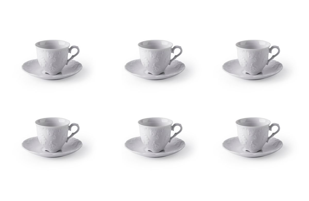 Tazze caffé con piattino ELISA ROCOCO' , porcellana bianco - immagine 3