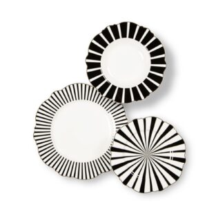 Servizio piatti Alice , geometrie filo oro, porcellana, 18 pezzi