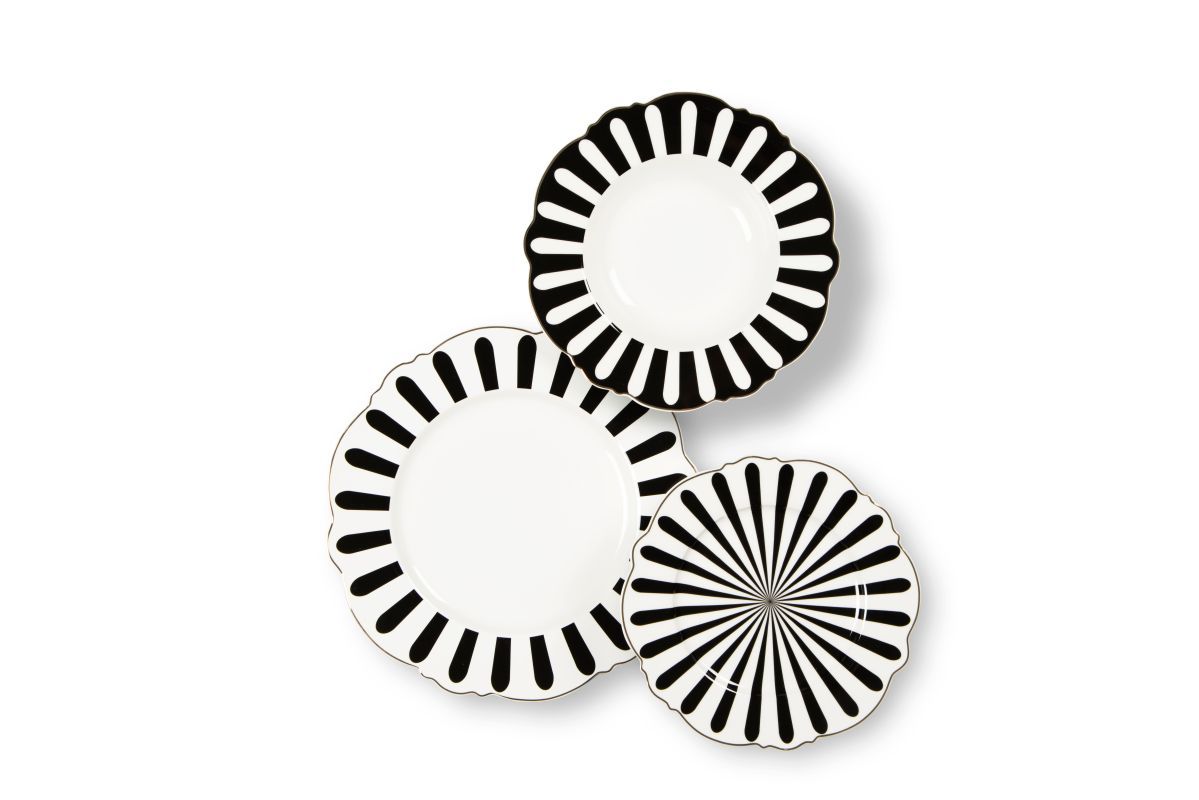 Servizio piatti Alice , geometrie filo oro, porcellana, 18 pezzi - immagine 6