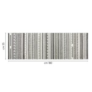 Passatoia ETNICO, bianco e nero, 55x180 cm