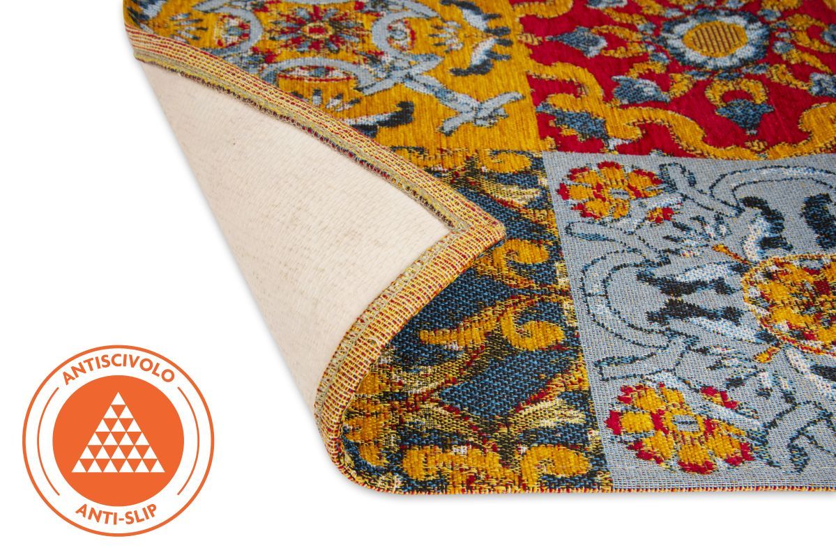 Passatoia TRINACRIA, stile siciliano, multicolore, 55x110 cm - immagine 3