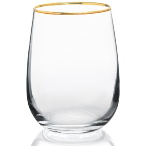 Bicchieri Gold acqua, 6 pezzi, vetro trasparente, filo oro ml 470