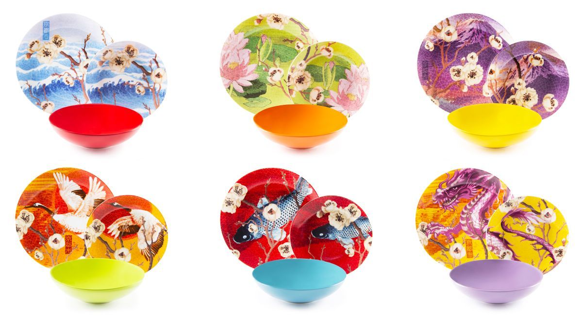 Servizio piatti FUJI, multicolore, porcellana/stoneware, 18 pezzi - immagine 14