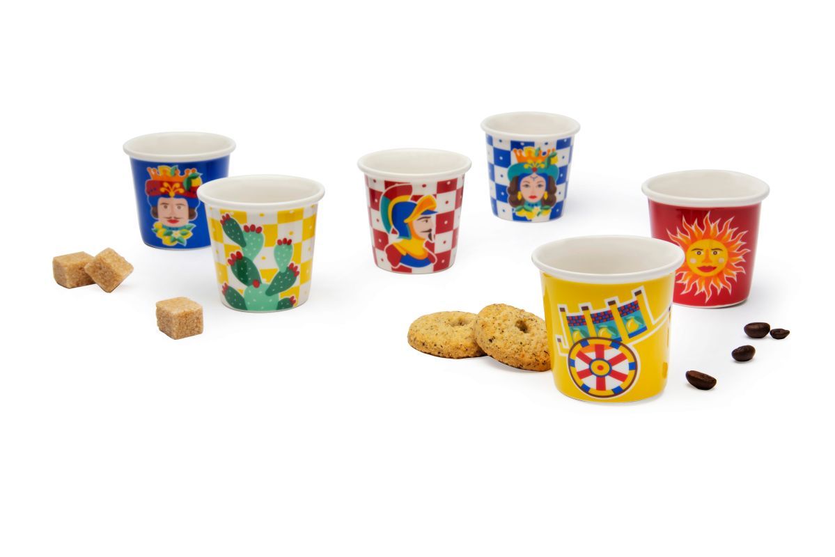 Set 6 bicchierini da caffè SICILIAN RHAPSODY, stile siciliano, porcellana, ml 90 - immagine 2