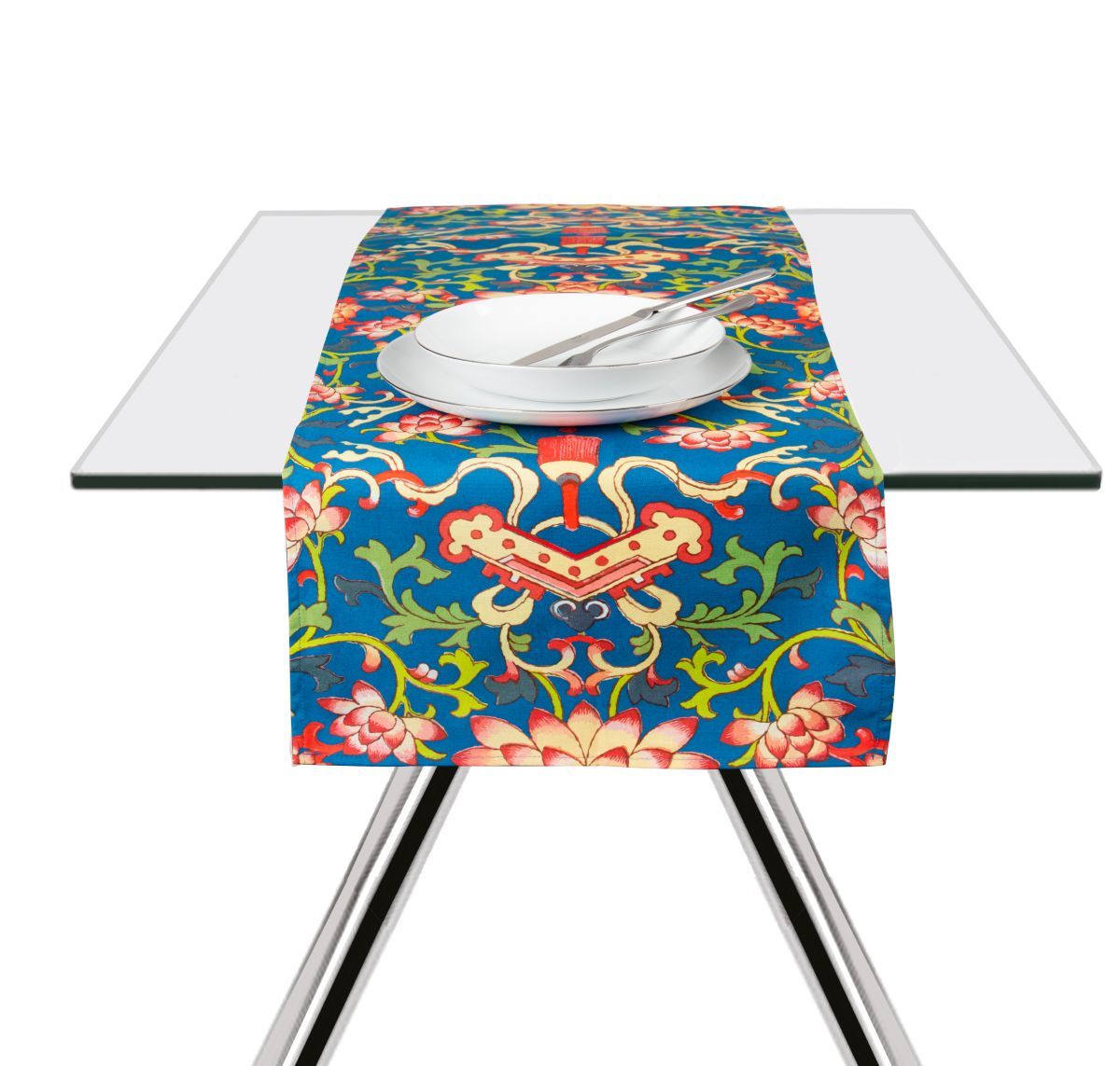 Runner LA VIA DELLA SETA, stile cinese, 100% cotone, 45x140 cm - immagine 3