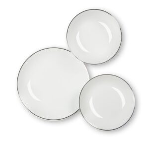 Servizio piatti Platinum, 18 pezzi, filo argentato, in porcellana
