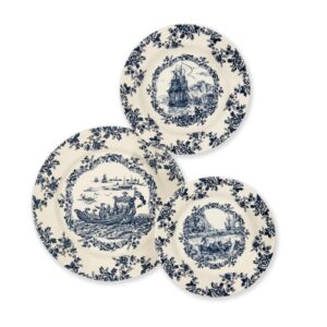Servizio piatti LES VOYAGES, blu, 3 pezzi