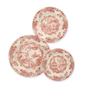 Servizio piatti LES VOYAGES, rosso, 3 pezzi
