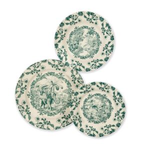 Servizio piatti LES VOYAGES, verde, 3 pezzi