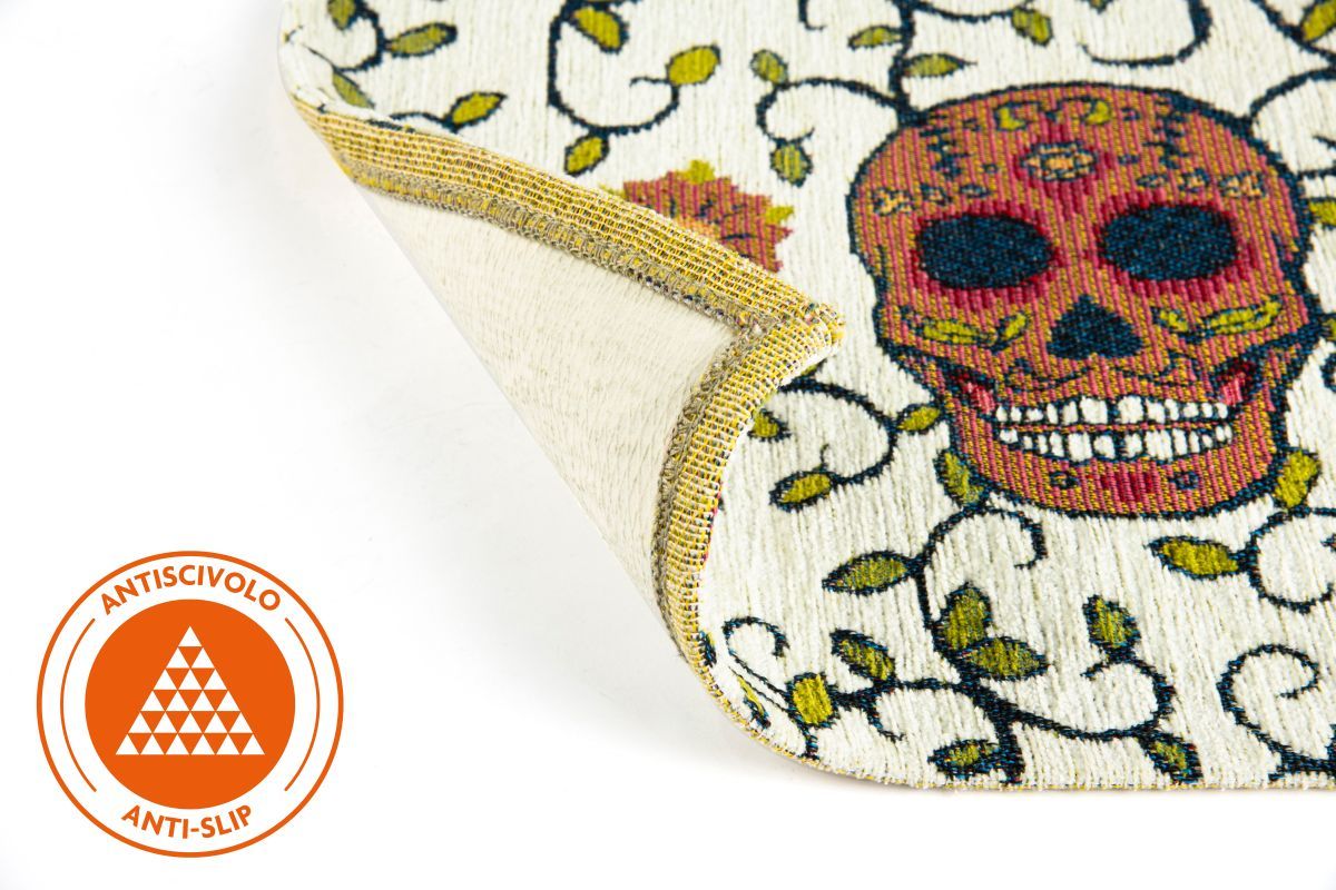 Tappeto CALAVERA, con teschi, multicolore, 165x110 cm - immagine 3