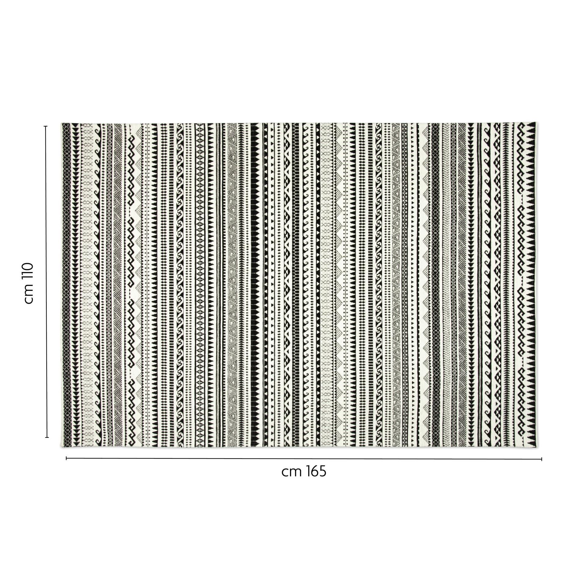 Tappeto ETNICO, stile etnico, bianco e nero, 165x110 cm