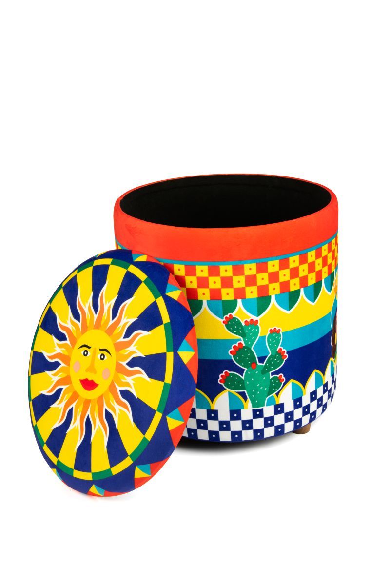 Pouf SICILIAN RHAPSODY con contenitore, imbottito, stile siciliano - immagine 8
