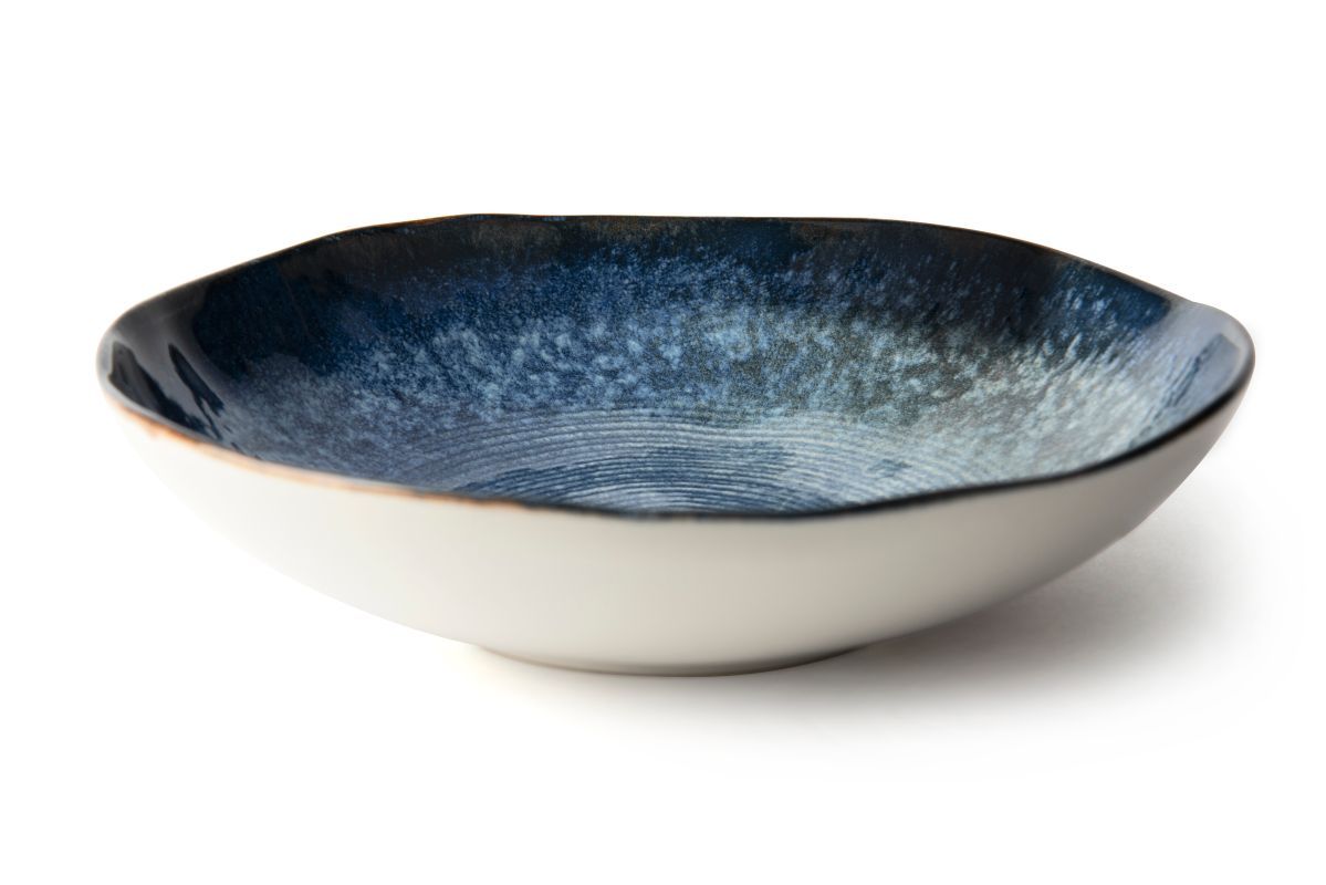 Piatto fondo 21cm POSEIDONE, decorazione digitale blu con motivo a spirale - immagine 2