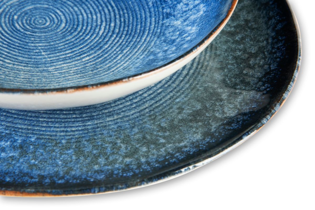 Servizio piatti POSEIDONE, effetto artigianale, 3 pezzi, ceramica - immagine 7