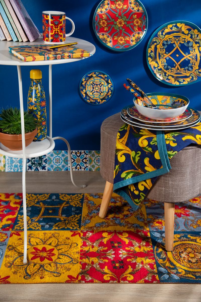 Passatoia TRINACRIA, stile siciliano, multicolore, 55x180 cm - immagine 4