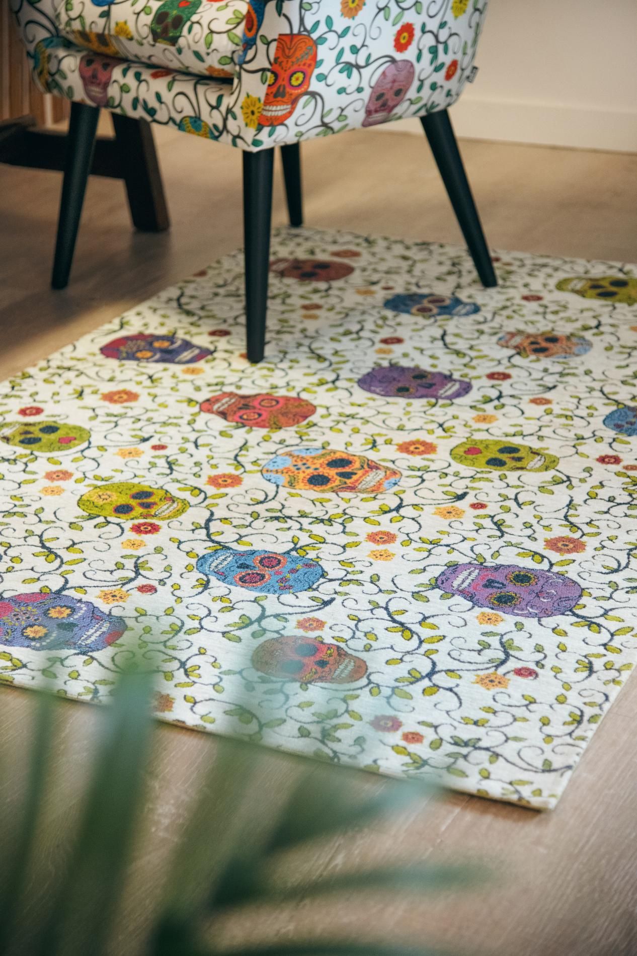 Tappeto CALAVERA, con teschi, multicolore, 165x110 cm - immagine 5