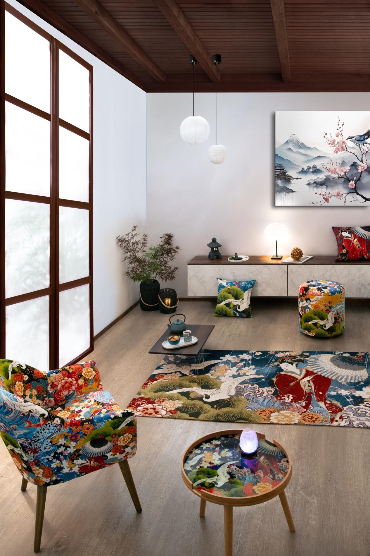 Tappeto KIMONO, stile orientale, multicolore, 165x110 cm - immagine 4